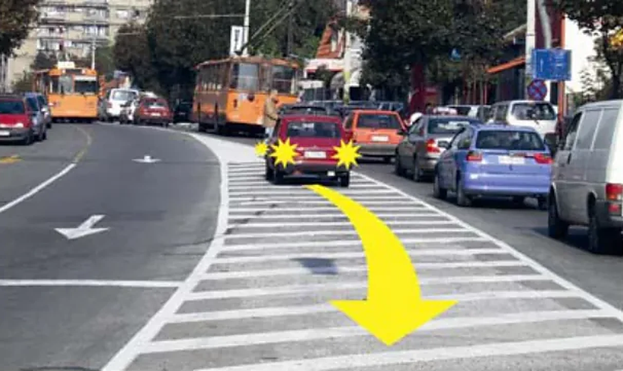 У ситуацији приказаној на слици кретање возила уназад:
