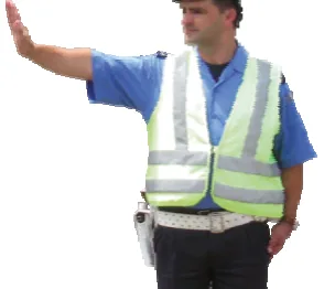 Znak koji daje policijijski službenik prikazan na slici označava da: