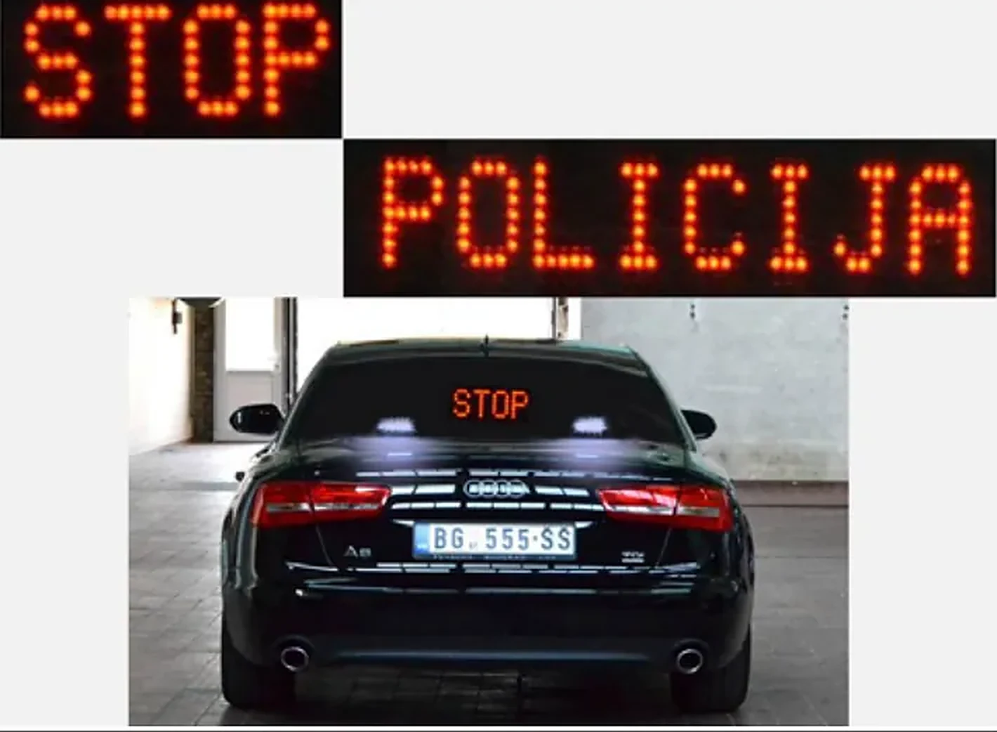 Svetlosni znak na vozilu policije prikazan na slici označava: