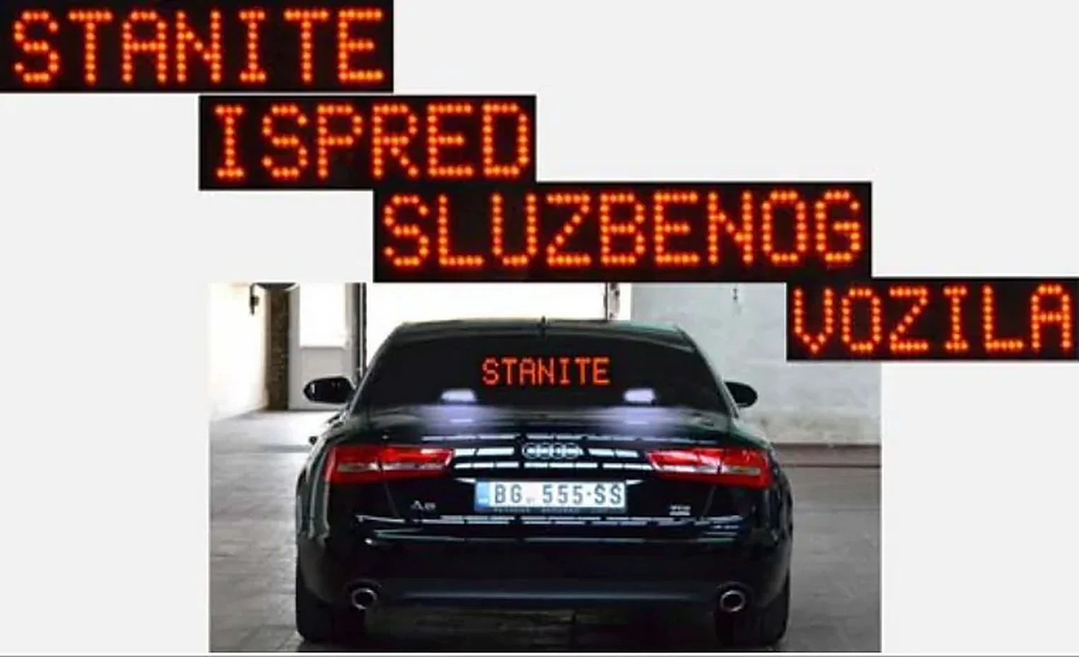 Svetlosni znak na vozilu policije prikazan na slici označava: